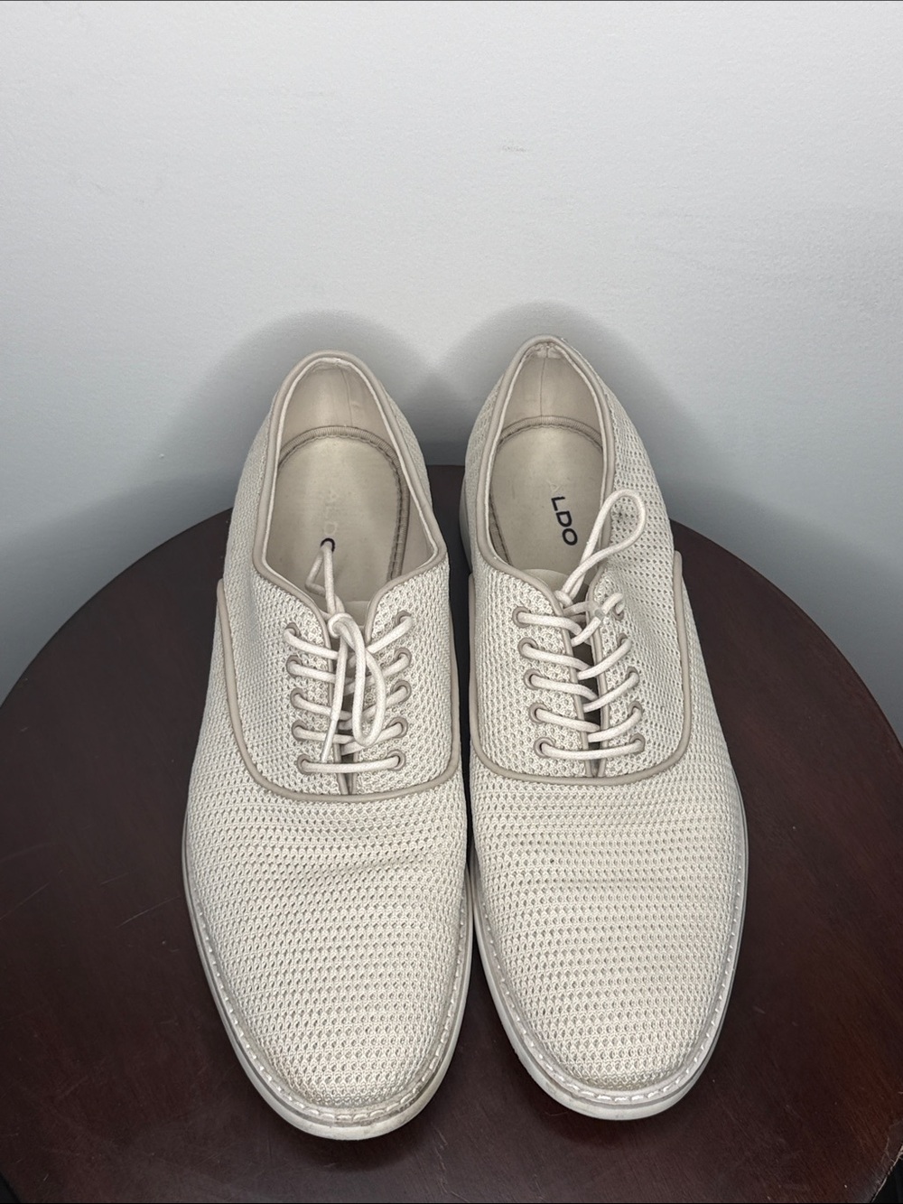 Aldo Cream Knit Lace-Up Oxfords
